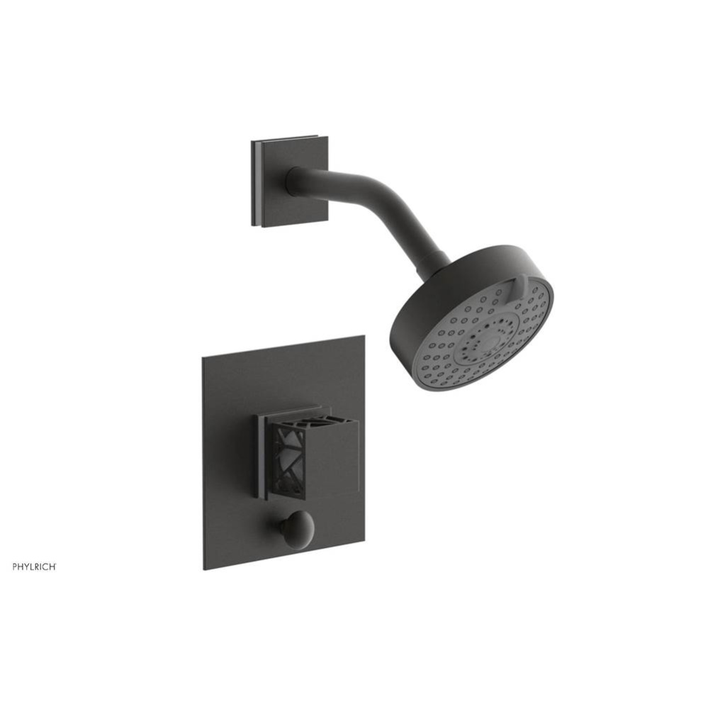 Oil Rubbed Bronze Jolie Pressure Balance Shower Set With Square Diverter Trim, Square Cutaway Hand