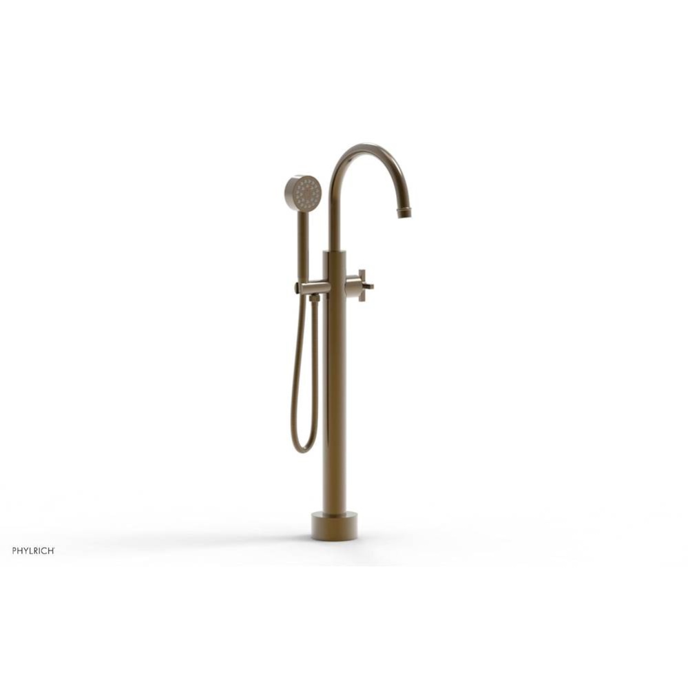 Floor Mounted Tub Filler Cross Hdl W/Handshwr-Short