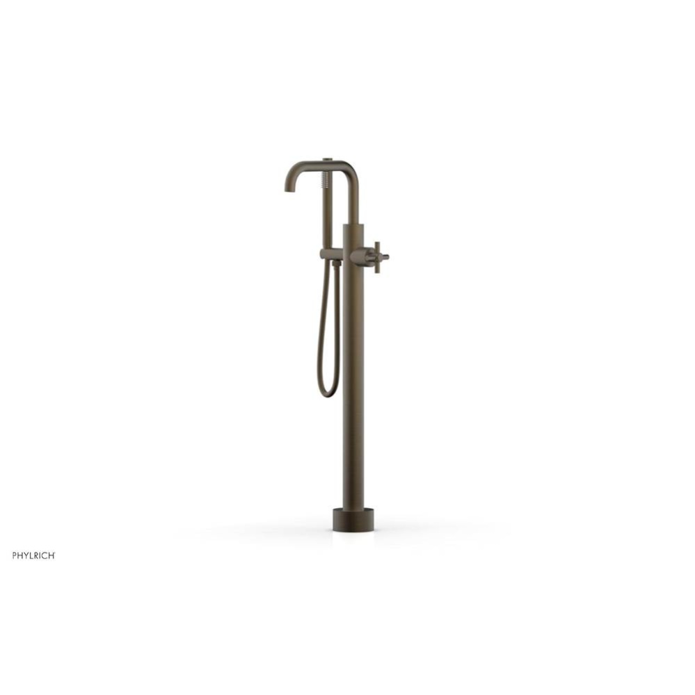 Floor Mounted Tub Filler Cross Tubular W/Handshwr-Tall