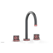 Phylrich 222-01-15GX045 - Gunmetal Gray Jolie Widespread Lavatory Faucet With Gooseneck Spout, Round Cutaway Handles, And Pi