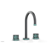 Phylrich 222-01-15GX049 - Gunmetal Gray Jolie Widespread Lavatory Faucet With Gooseneck Spout, Round Cutaway Handles, And Tu