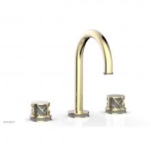 Phylrich 222-01-OEBX048 - Old English Brass Jolie Widespread Lavatory Faucet With Gooseneck Spout, Round Cutaway Handles, An