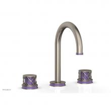 Phylrich 222-01/15AX046 - Pewter Jolie Widespread Lavatory Faucet With Gooseneck Spout, Round Cutaway Handles, And Purple Ac