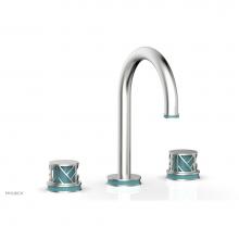 Phylrich 222-01/15AX049 - Pewter Jolie Widespread Lavatory Faucet With Gooseneck Spout, Round Cutaway Handles, And Turquoise