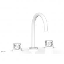 Phylrich 222-01-050X051 - Satin White Jolie Widespread Lavatory Faucet With Gooseneck Spout, Round Cutaway Handles, And Glos
