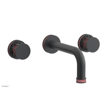 Phylrich 222-11-15GX045 - Gunmetal Gray Jolie Two Handle Wall Faucet With Tubular Spout, Round Cutaway Handles, And Pink Acc