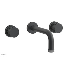 Phylrich 222-11-15GX048 - Gunmetal Gray Jolie Two Handle Wall Faucet With Tubular Spout, Round Cutaway Handles, And Grey Acc