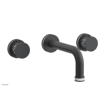 Phylrich 222-11-15GX051 - Gunmetal Gray Jolie Two Handle Wall Faucet With Tubular Spout, Round Cutaway Handles, And Gloss Wh