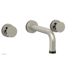 Phylrich 222-56/15BX041 - Burnished Nickel Jolie Two Handle Wall Tub Set With Tubular Spout, Round Cutaway Handles, And Blac