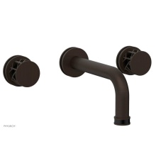 Phylrich 222-56/11BX041 - Antique Bronze Jolie Two Handle Wall Tub Set With Tubular Spout, Round Cutaway Handles, And Black