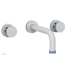 Phylrich 222-56-050X043 - Satin White Jolie Two Handle Wall Tub Set With Tubular Spout, Round Cutaway Handles, And Light Blu