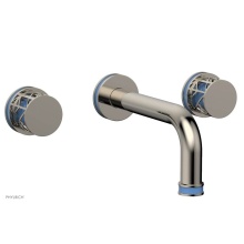 Phylrich 222-11/014X043 - Polished Nickel Jolie Two Handle Wall Faucet With Tubular Spout, Round Cutaway Handles, And Light