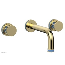 Phylrich 222-11/003X043 - Polished Brass Jolie Two Handle Wall Faucet With Tubular Spout, Round Cutaway Handles, And Light B