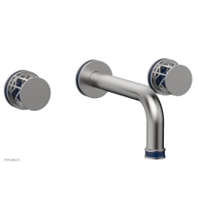 Phylrich 222-11/26DX044 - Satin Chrome Jolie Two Handle Wall Faucet With Tubular Spout, Round Cutaway Handles, And Navy Blue