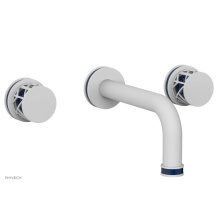 Phylrich 222-56-050X044 - Satin White Jolie Two Handle Wall Tub Set With Tubular Spout, Round Cutaway Handles, And Navy Blue