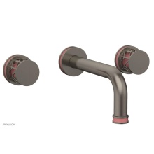 Phylrich 222-56/15AX045 - Pewter Jolie Two Handle Wall Tub Set With Tubular Spout, Round Cutaway Handles, And Pink Accents