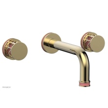 Phylrich 222-56/03UX045 - Polished Brass Uncoated (Living Finish) Jolie Two Handle Wall Tub Set With Tubular Spout, Round Cu