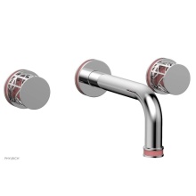 Phylrich 222-56/026X045 - Polished Chrome Jolie Two Handle Wall Tub Set With Tubular Spout, Round Cutaway Handles, And Pink
