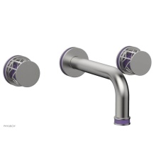 Phylrich 222-56/26DX046 - Satin Chrome Jolie Two Handle Wall Tub Set With Tubular Spout, Round Cutaway Handles, And Purple A