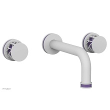 Phylrich 222-11-050X046 - Satin White Jolie Two Handle Wall Faucet With Tubular Spout, Round Cutaway Handles, And Purple Acc