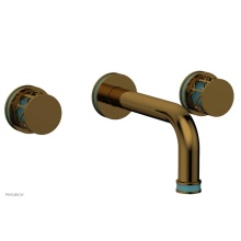 Phylrich 222-11-002X049 - French Brass (Living Finish) Jolie Two Handle Wall Faucet With Tubular Spout, Round Cutaway Handle