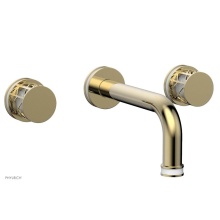 Phylrich 222-56-03UX051 - Polished Brass Uncoated (Living Finish) Jolie Two Handle Wall Tub Set With Tubular Spout, Round Cu
