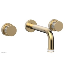 Phylrich 222-11/004X051 - Satin Brass Jolie Two Handle Wall Faucet With Tubular Spout, Round Cutaway Handles, And Gloss Whit