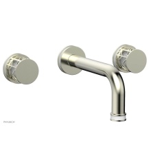 Phylrich 222-56-015X051 - Satin Nickel Jolie Two Handle Wall Tub Set With Tubular Spout, Round Cutaway Handles, And Gloss Wh