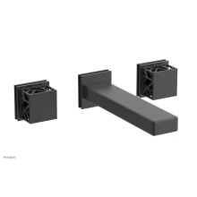 Phylrich 222-57-15GX041 - Gunmetal Gray Jolie Two Handle Wall Tub Set With Rectangular Spout, Square Cutaway Handles, And Bl