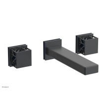 Phylrich 222-57-15GX044 - Gunmetal Gray Jolie Two Handle Wall Tub Set With Rectangular Spout, Square Cutaway Handles, And Na