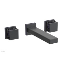 Phylrich 222-57-15GX046 - Gunmetal Gray Jolie Two Handle Wall Tub Set With Rectangular Spout, Square Cutaway Handles, And Pu