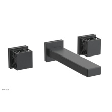 Phylrich 222-57-15GX048 - Gunmetal Gray Jolie Two Handle Wall Tub Set With Rectangular Spout, Square Cutaway Handles, And Gr