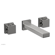 Phylrich 222-57/26DX041 - Satin Chrome Jolie Two Handle Wall Tub Set With Rectangular Spout, Square Cutaway Handles, And Bla
