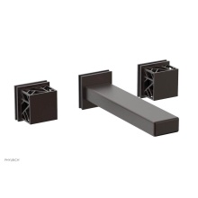 Phylrich 222-12-05WX041 - Weathered Copper Jolie Wall Faucet With Rectangular Spout, Square Cutaway Handles, And Black Accen