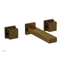 Phylrich 222-57-002X041 - French Brass (Living Finish) Jolie Two Handle Wall Tub Set With Rectangular Spout, Square Cutaway