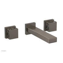 Phylrich 222-57/15AX048 - Pewter Jolie Two Handle Wall Tub Set With Rectangular Spout, Square Cutaway Handles, And Grey Acce