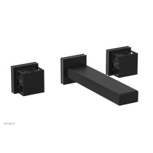 Phylrich 222-12/040X048 - Matte Black Jolie Wall Faucet With Rectangular Spout, Square Cutaway Handles, And Grey Accents - 1