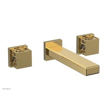 Phylrich 222-57/025X048 - Polished Gold Jolie Two Handle Wall Tub Set With Rectangular Spout, Square Cutaway Handles, And Gr