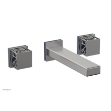 Phylrich 222-57/26DX044 - Satin Chrome Jolie Two Handle Wall Tub Set With Rectangular Spout, Square Cutaway Handles, And Nav