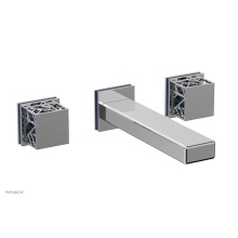 Phylrich 222-57/026X044 - Polished Chrome Jolie Two Handle Wall Tub Set With Rectangular Spout, Square Cutaway Handles, And