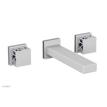 Phylrich 222-57-050X044 - Satin White Jolie Two Handle Wall Tub Set With Rectangular Spout, Square Cutaway Handles, And Navy