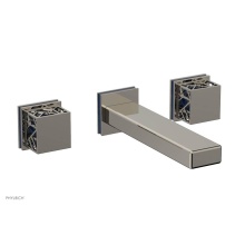 Phylrich 222-12/014X044 - Polished Nickel Jolie Wall Faucet With Rectangular Spout, Square Cutaway Handles, And Navy Blue Ac
