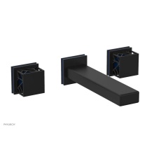 Phylrich 222-57/040X044 - Matte Black Jolie Two Handle Wall Tub Set With Rectangular Spout, Square Cutaway Handles, And Navy