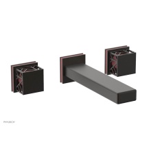 Phylrich 222-12/10BX045 - Oil Rubbed Bronze Jolie Wall Faucet With Rectangular Spout, Square Cutaway Handles, And Pink Accen