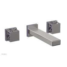 Phylrich 222-57/26DX046 - Satin Chrome Jolie Two Handle Wall Tub Set With Rectangular Spout, Square Cutaway Handles, And Pur