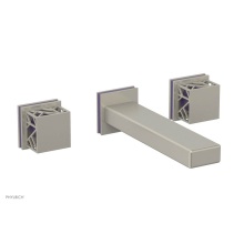 Phylrich 222-12/15BX046 - Burnished Nickel Jolie Wall Faucet With Rectangular Spout, Square Cutaway Handles, And Purple Acce