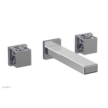 Phylrich 222-57/026X046 - Polished Chrome Jolie Two Handle Wall Tub Set With Rectangular Spout, Square Cutaway Handles, And