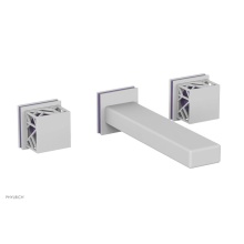 Phylrich 222-12-050X046 - Satin White Jolie Wall Faucet With Rectangular Spout, Square Cutaway Handles, And Purple Accents -