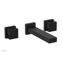 Phylrich 222-12/040X046 - Matte Black Jolie Wall Faucet With Rectangular Spout, Square Cutaway Handles, And Purple Accents -