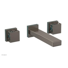 Phylrich 222-12/15AX049 - Pewter Jolie Wall Faucet With Rectangular Spout, Square Cutaway Handles, And Turquoise Accents - 1